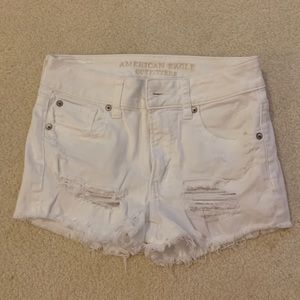 hi-rise white american eagle denim shorts